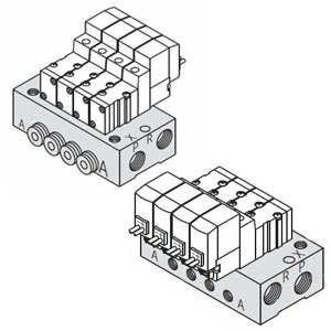 SMC SS3YJ3-S42R-04-C4 SYJ300 系列 3通电磁阀/先导式 弹性密封 外部先导式用集装式 42R型