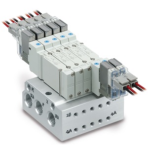 SMC JJ5SY3-40-06U-KC8 JSY1000/3000/5000 系列 紧凑型5通电磁阀 非插入式金属底板用 40型侧配管 41型底面配管 集装式