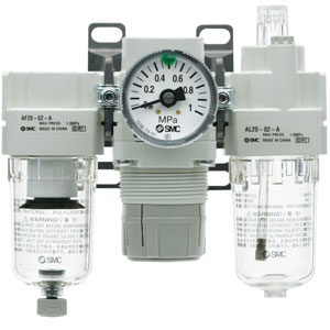 SMC AC20-01-3-A AC10-AC40-A 系列 空气组合元件：空气过滤器+减压阀+油雾器