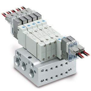 SMC JJ5SY1-40-06D-C4 JSY1000/3000/5000 系列 紧凑型5通电磁阀 非插入式金属底板用 40型侧配管 41型底面配管 集装式