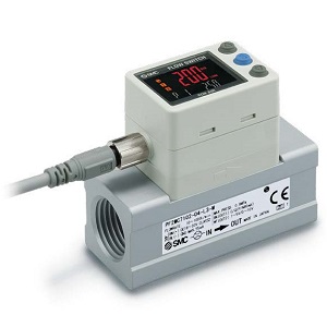SMC PF2MC7102-F04-LQ-R PF2MC7 系列 3色显示 3画面 对应IO-Link数字式流量开关