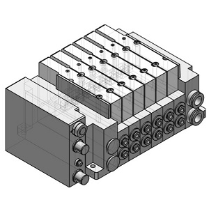 SMC SS5Y5-M11SFB-08BS-C6 SY3000/5000 系列 5通电磁阀 插入式 插件连接底板:插入式混合安装型集装式 对应EX260系列 10/11型