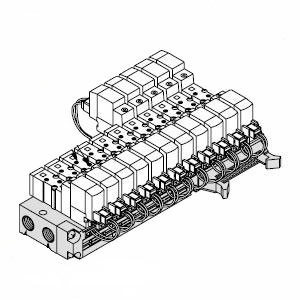 SMC SS5YJ3-32P-06-M5T SYJ3000 系列 4通先导式电磁阀 底板配管型集装式 32P型