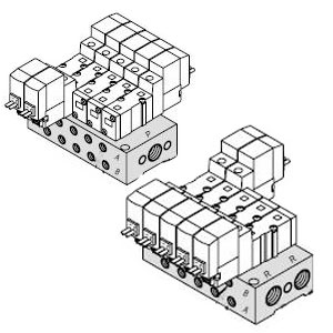 SMC SS5YJ3-41-03-C4-Q SYJ3000 系列 5通先导式电磁阀 底板配管型集装式 41型