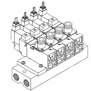 SMC VV3QZ22-20C VQZ100·200·300 系列 3通电磁阀 直接配管型 集装式型号 插头式组件