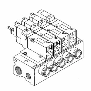SMC VV3QZ35-02C10C VQZ100·200·300 系列 3通电磁阀 底板配管型 集装式型号 插头式组件 