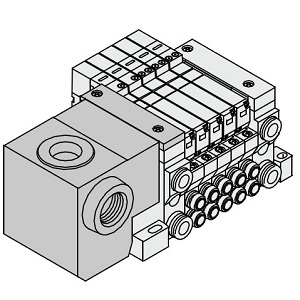 SMC VV5Q11-08C6TN-S VQ1000/2000 系列 集装式 底板配管型 插入式单元 T组件(VQ1000)的场合