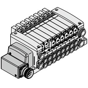 SMC VV5QC21-12C6MD0 VQC2000 系列 5通电磁阀 底板配管型 插入式组件 多针插座