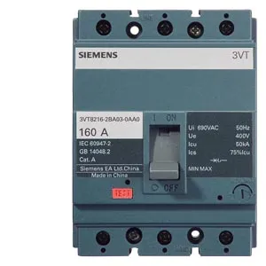 SIEMENS/西门子 3VT系列塑壳配电保护断路器 3VT8212-1CA03-0BA0 分段能力35kA 热磁脱扣器 板前接线 1个